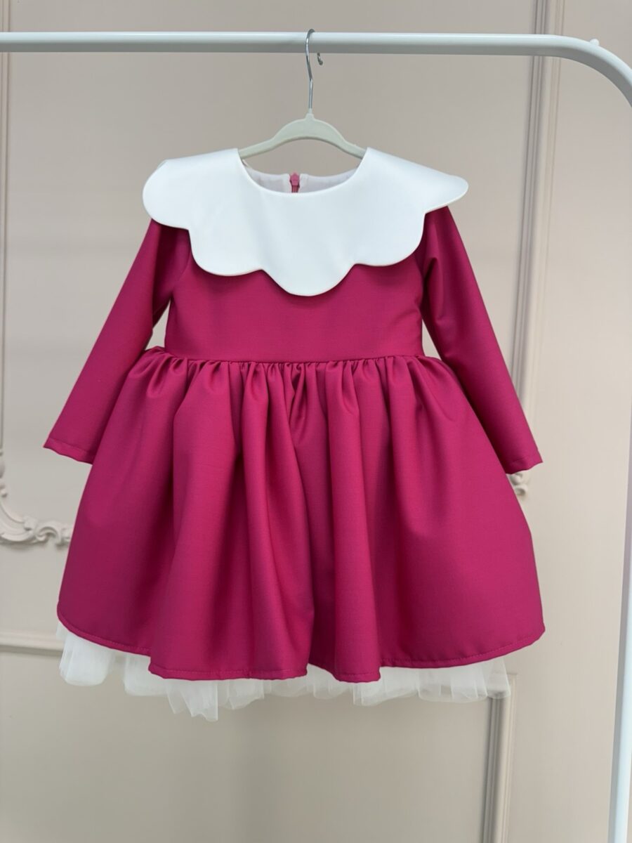 Svečana haljina za devojčice Mary – pink haljinica sa belom kragnicom Svečana haljina za devojčice Mary – pink haljinica sa belom kragnicom